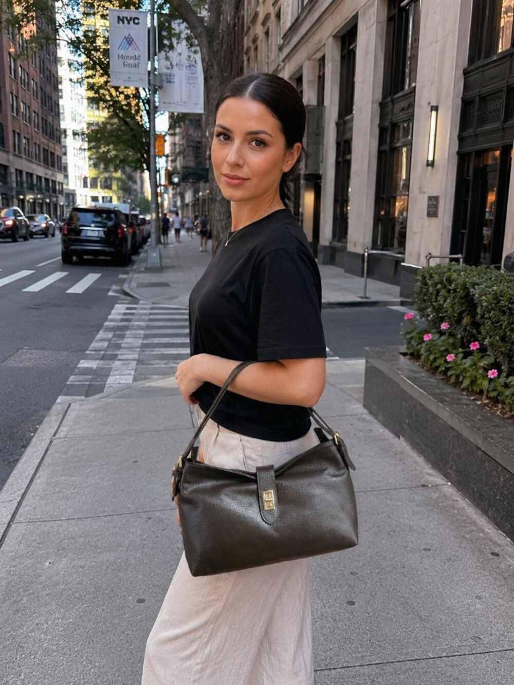 Dark Brown Genuine Leather Shoulder Bag, Italian Leather Handbag, Medium Bag